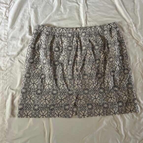 Vtg Y2K 2000s Cream Embroidered Linen Mini Skirt Plus Size 20W - Picture 7 of 8